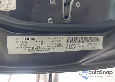 2015 Dodge Dart Sxt из США, поврежденный, VIN 1C3CDFBB5FD275422